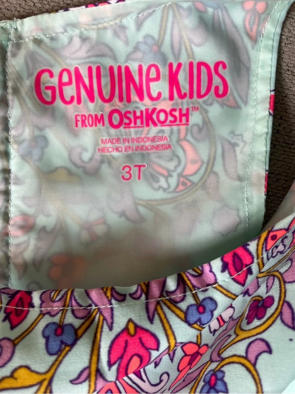 OshKosh B'gosh Mint Tank with Pink and Multicolor Mosaic